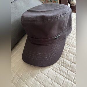 Armani Black Military Style Cap with metal branding